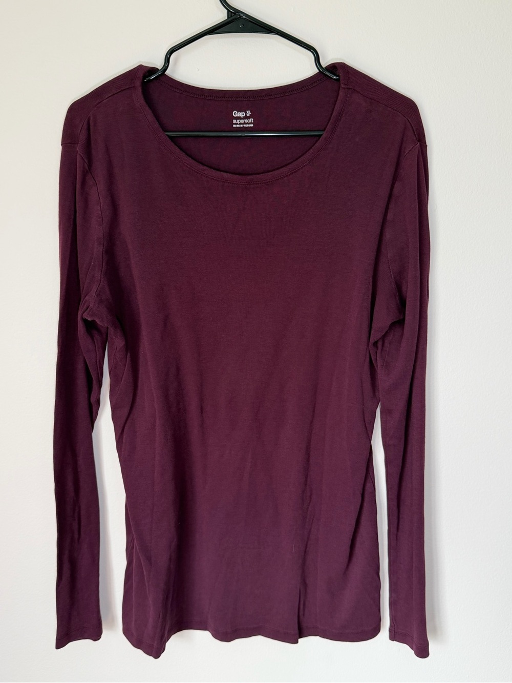 GAP Long Sleeve Crewneck Top - Deep Wine